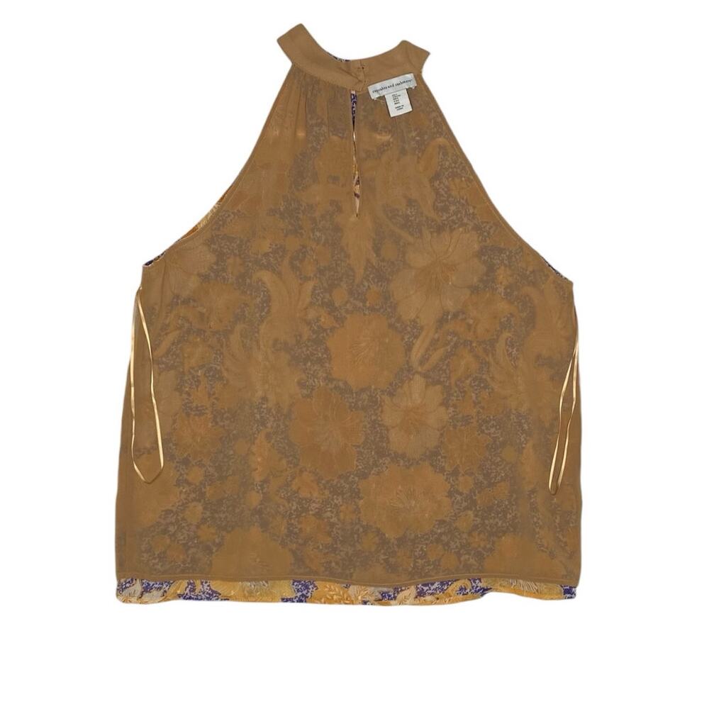 cupcakes & cashmere Floral Halter Top Large Gold Metallic Purple Size Large Boho - Picture 13 of 15